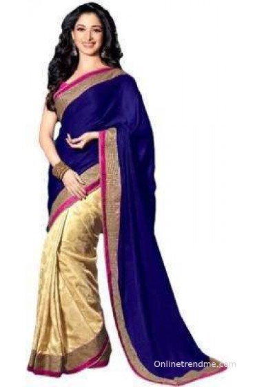 BlueGene Self Design Bollywood Chiffon Sari BlueGene Self Design Bollywood Chiffon Sari